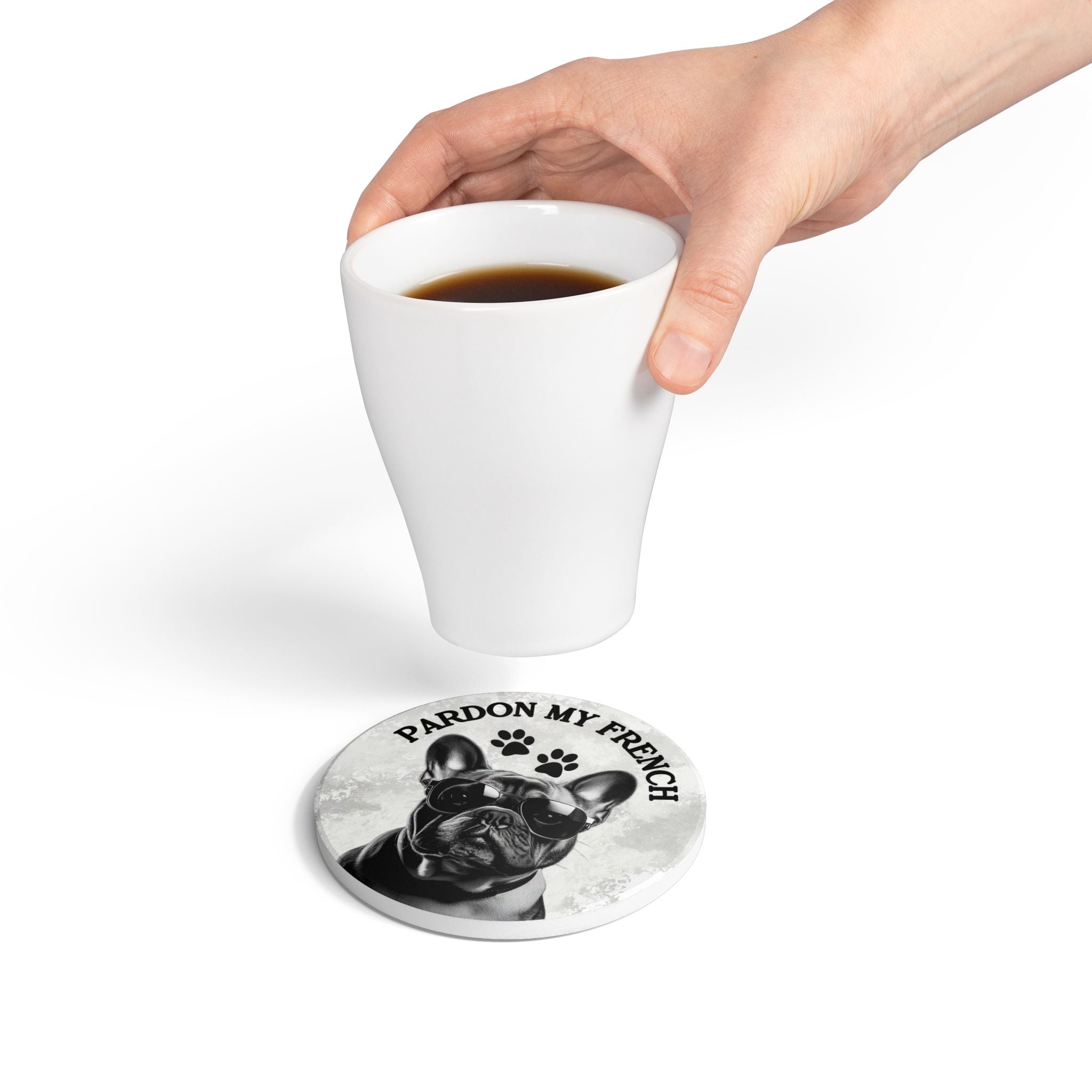 Pardon My French Bulldog Coaster | Funny Frenchie Gift | Hooked On Frenchies