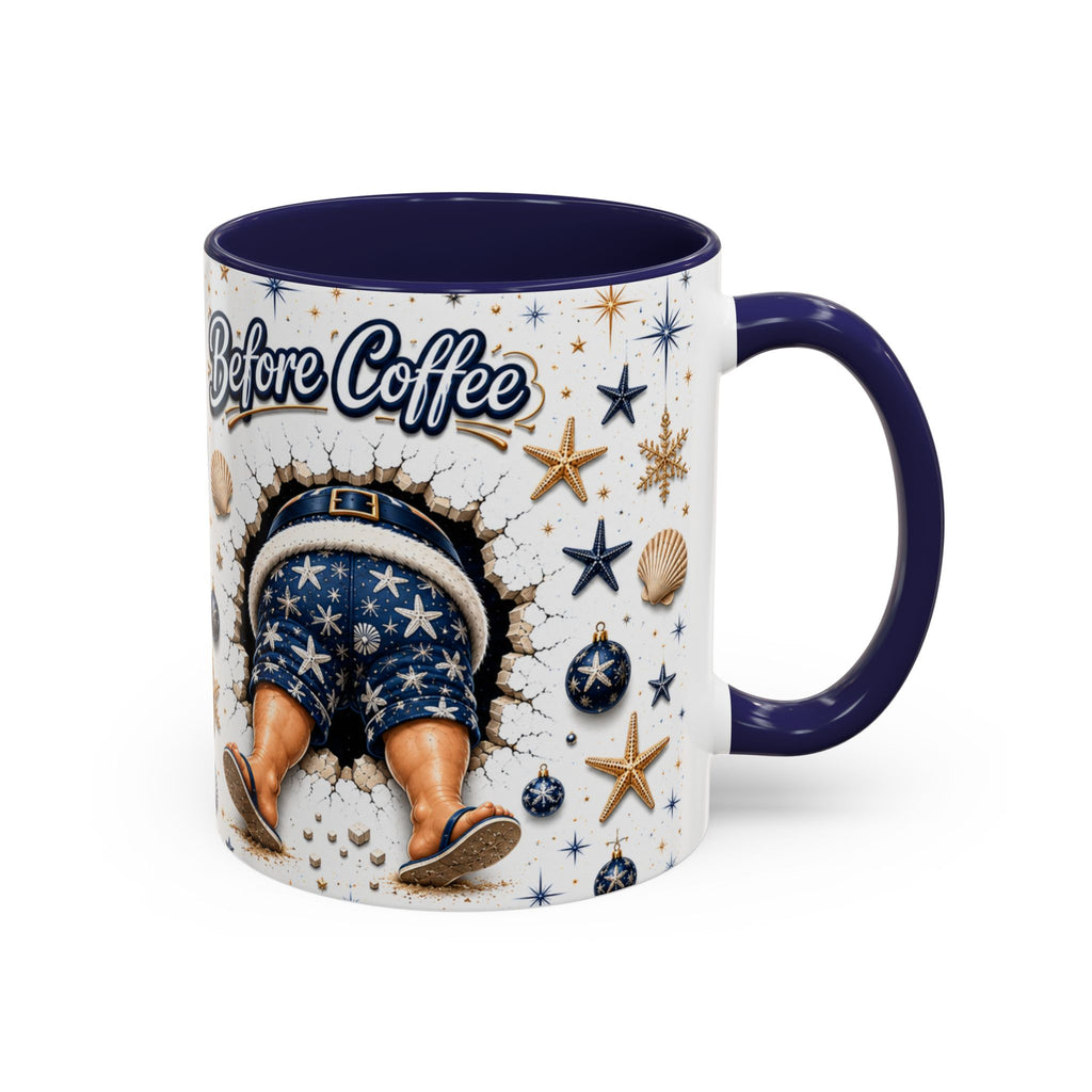 Seas the Holiday Santa Mug | Funny Before & After Coffee Christmas Mug | Coastal Christmas Gift