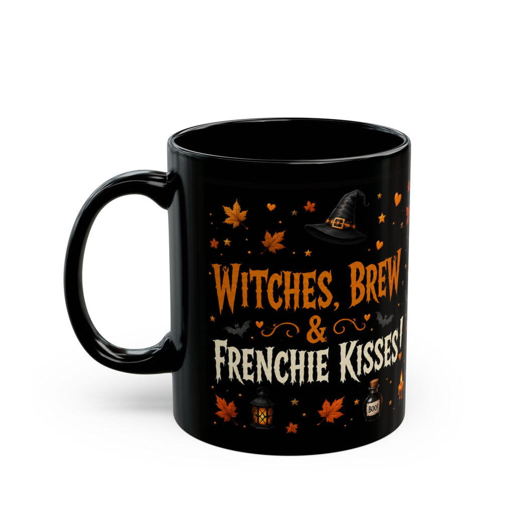 Witches, Brew & Frenchie Kisses Halloween Mug | French Bulldog  Halloween Coffee Mug