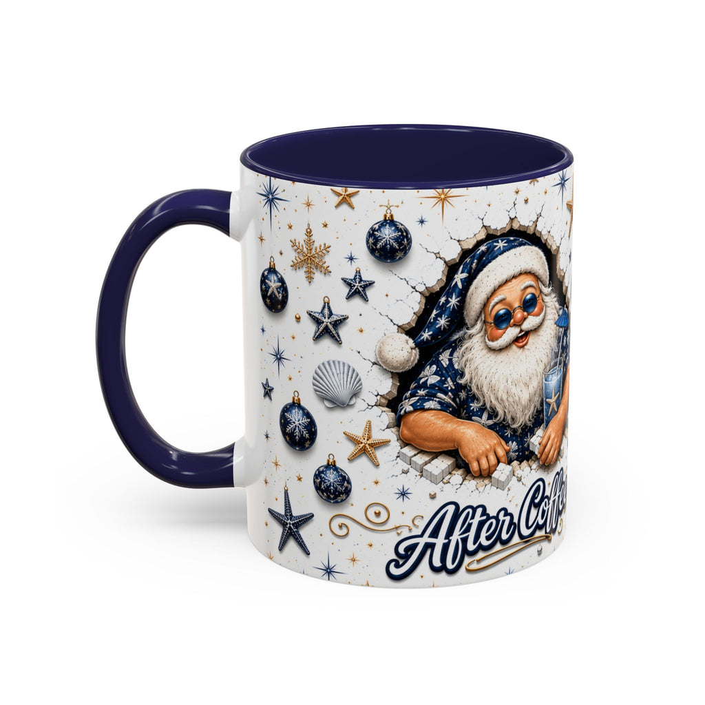 Seas the Holiday Santa Mug | Funny Before & After Coffee Christmas Mug | Coastal Christmas Gift