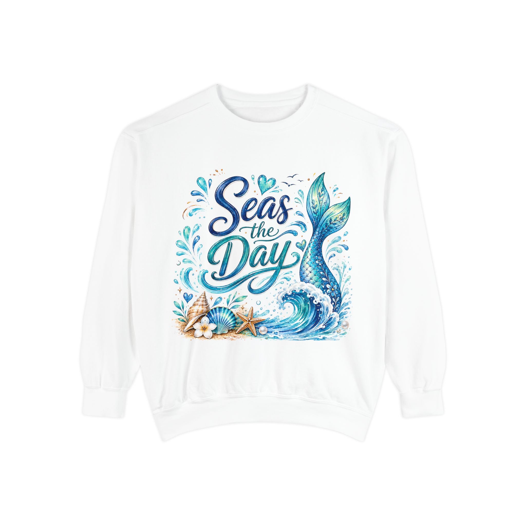 Sweatshirt — "Seas the Day" Mermaid Wave Crewneck