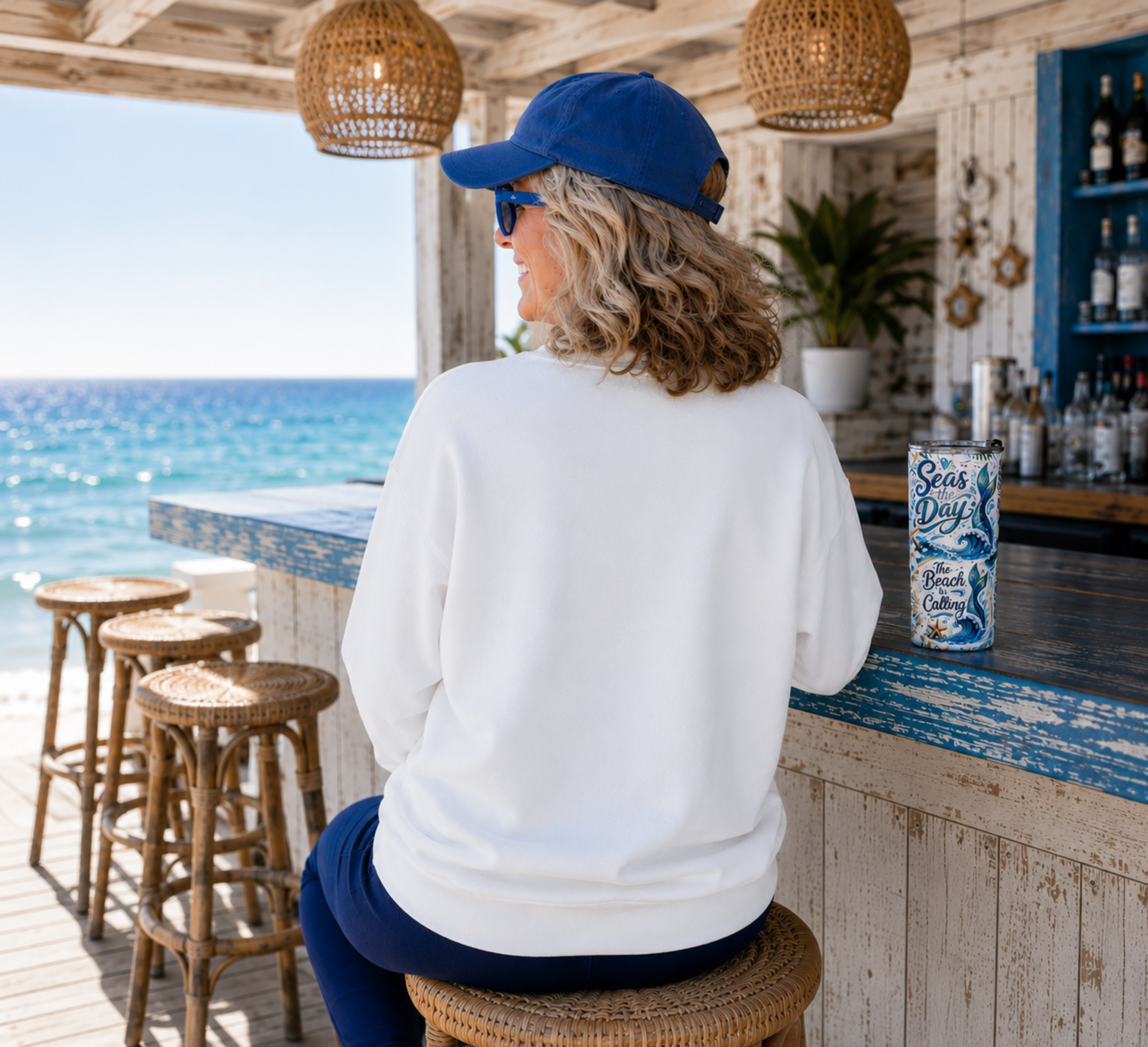 Sweatshirt — "Seas the Day" Mermaid Wave Crewneck