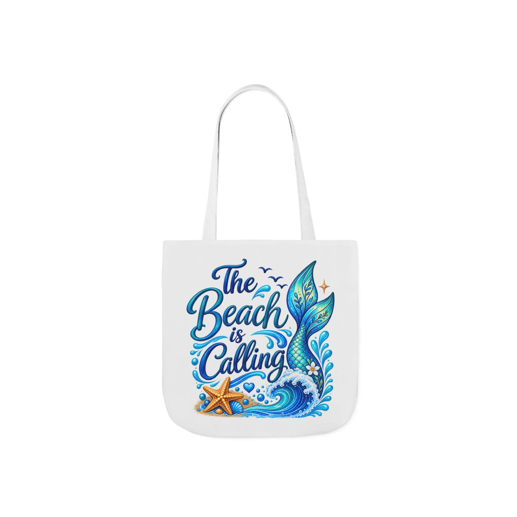 Beach Is Calling Tote Bag — Nautical Mermaid Wave Canvas Shopper