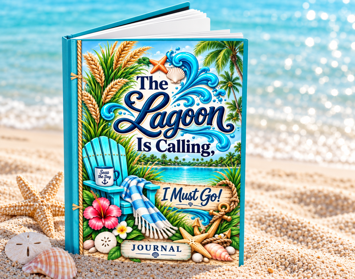 “The Lagoon Is Calling, I Must Go” Beach-Themed Lined Notebook