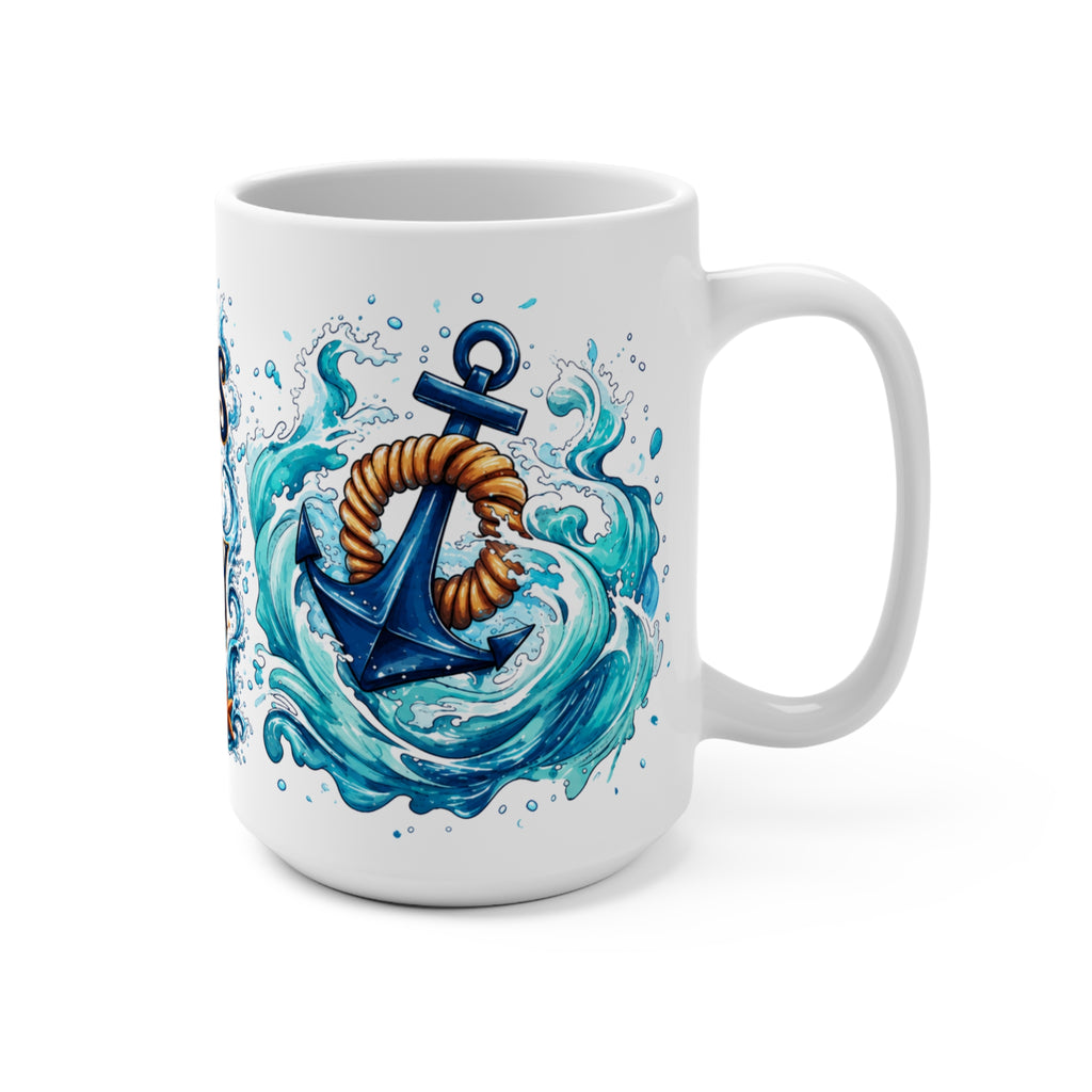 Mug — "Seas the Day" Nautical Anchor Coffee Mug (15 oz)