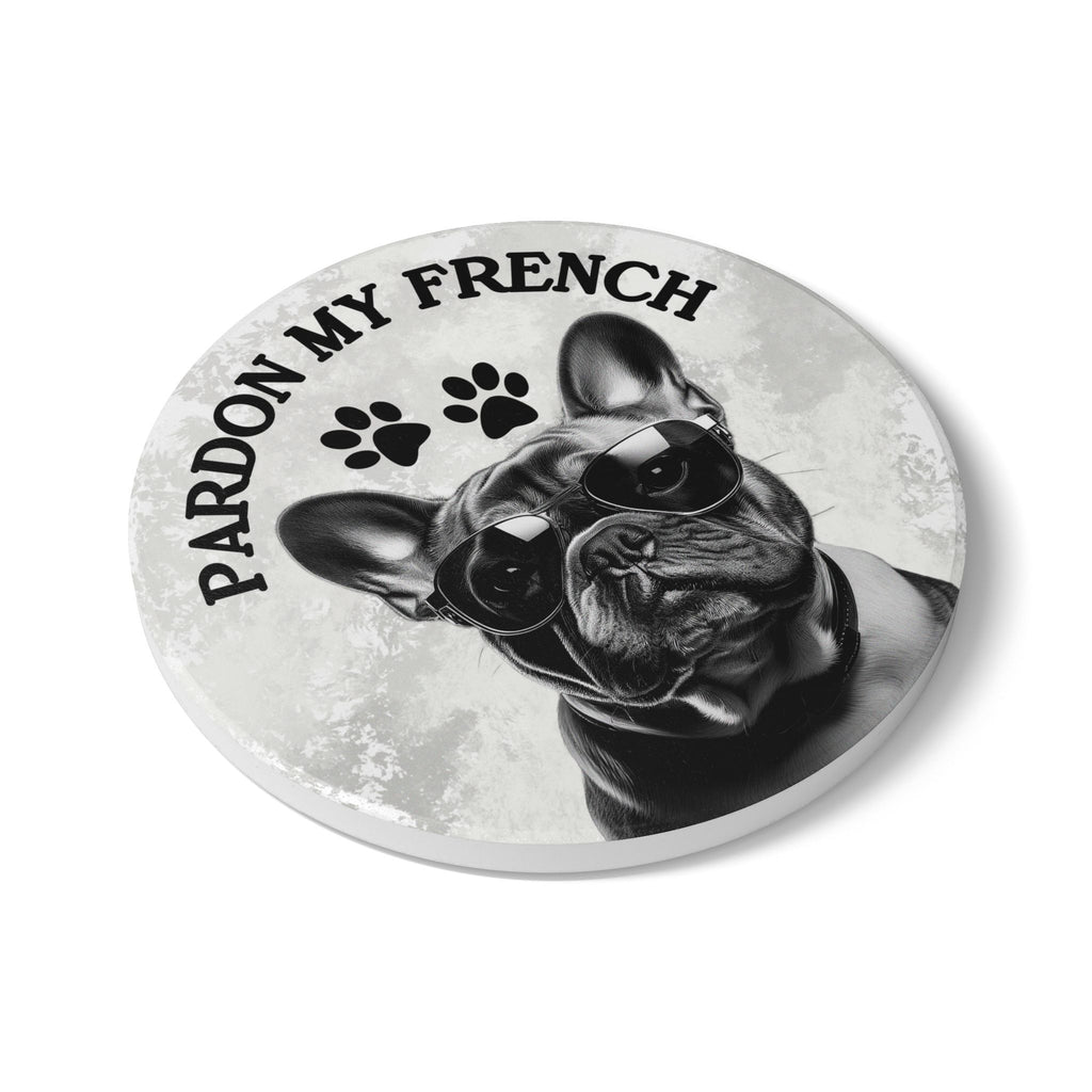 Pardon My French Bulldog Coaster | Funny Frenchie Gift | Hooked On Frenchies