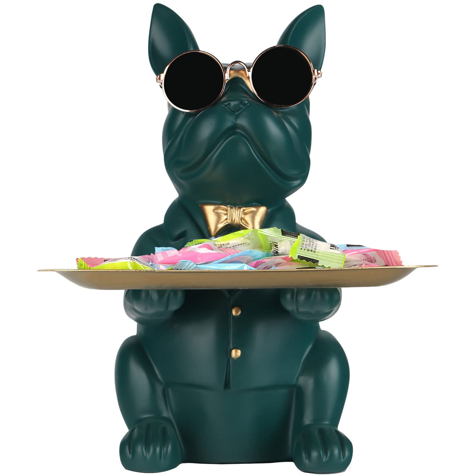 French Bulldog Gifts Statue Tray Organizer for Keys, Candy, Jewelry, Earrings, Entrance Piggy Bank - Modern Decor Resin French Bulldog Decor Entryway Table, Coffee Table, Office Desk, Home Decor