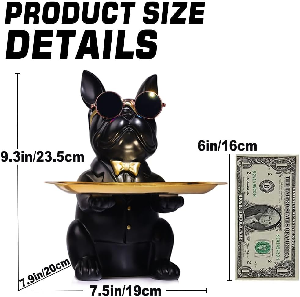 French Bulldog Gifts Statue Tray Organizer for Keys, Candy, Jewelry, Earrings, Entrance Piggy Bank - Modern Decor Resin French Bulldog Decor Entryway Table, Coffee Table, Office Desk, Home Decor