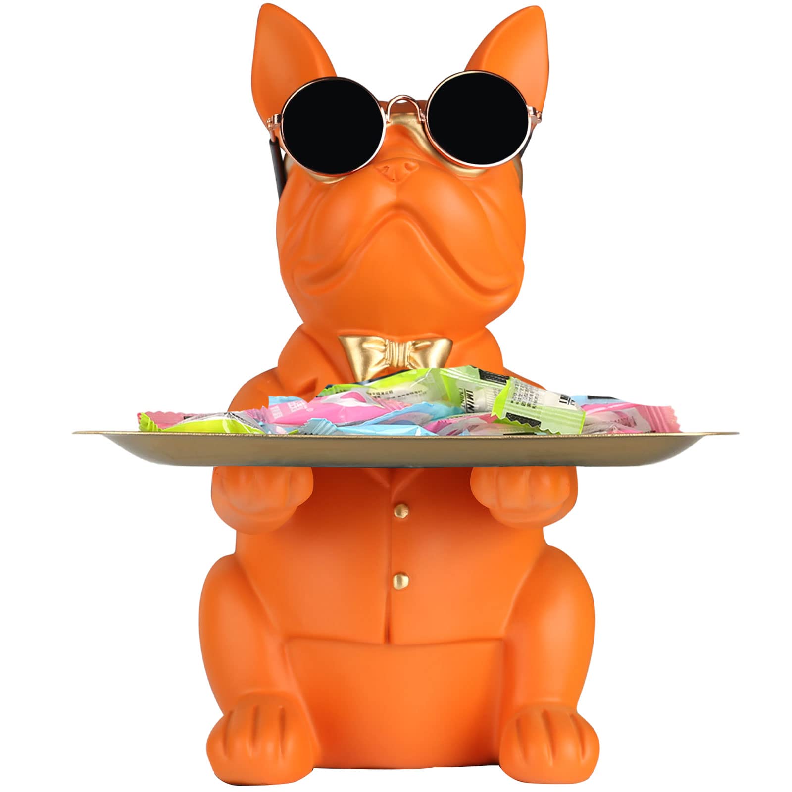 French Bulldog Gifts Statue Tray Organizer for Keys, Candy, Jewelry, Earrings, Entrance Piggy Bank - Modern Decor Resin French Bulldog Decor Entryway Table, Coffee Table, Office Desk, Home Decor