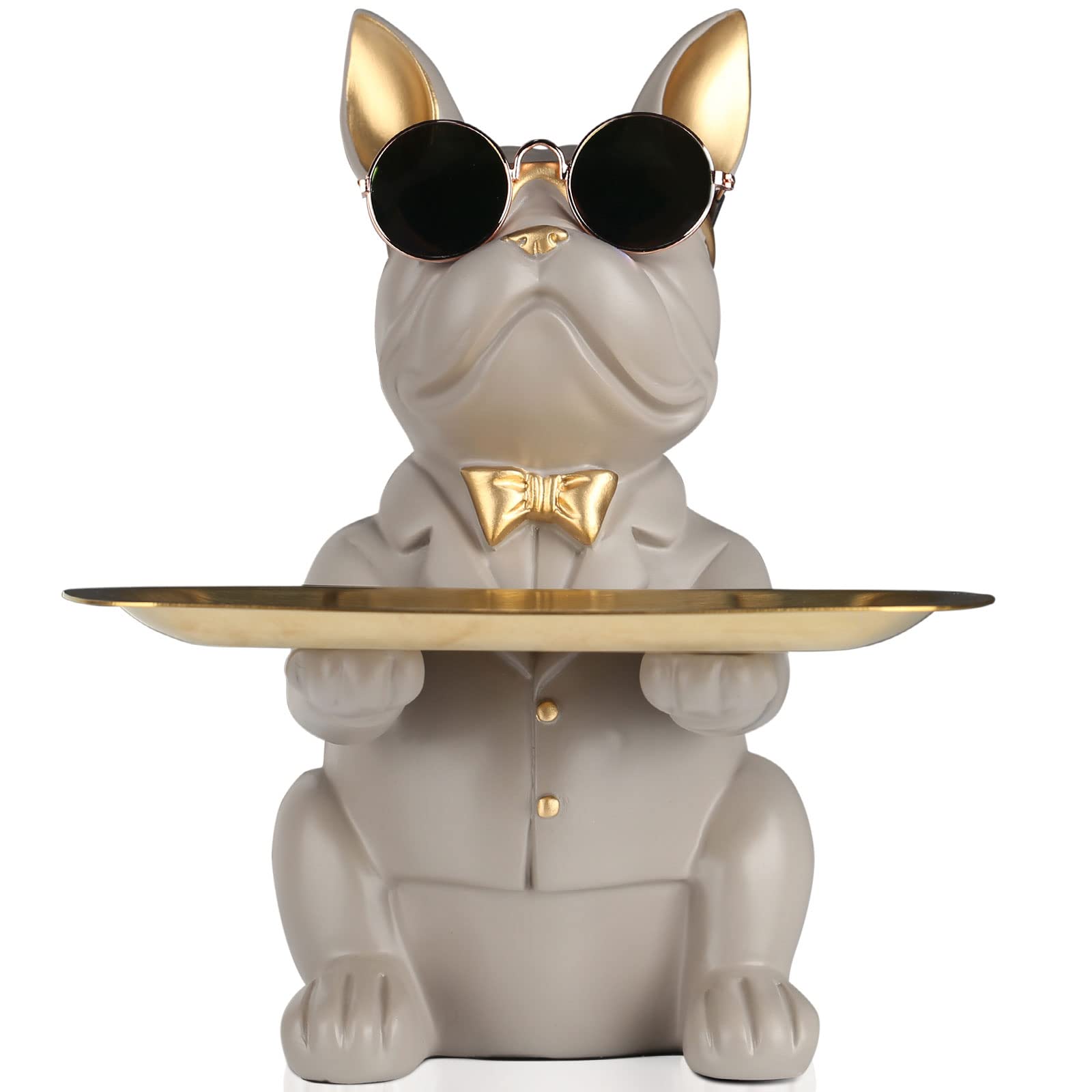 French Bulldog Gifts Statue Tray Organizer for Keys, Candy, Jewelry, Earrings, Entrance Piggy Bank - Modern Decor Resin French Bulldog Decor Entryway Table, Coffee Table, Office Desk, Home Decor