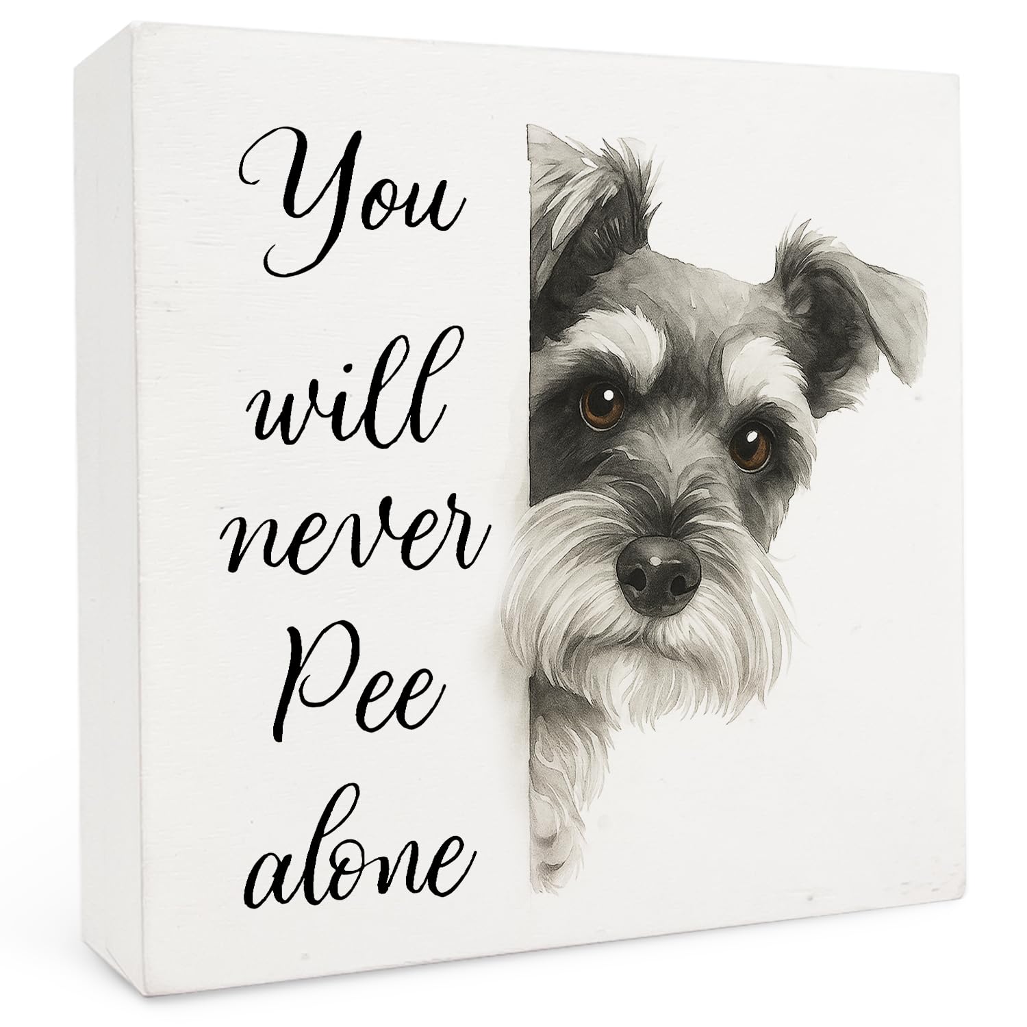 Funny French Bulldog Bathroom Wood Box Sign 5x5 Inch, Frenchie Dog Bathroom Decor, Gifts for French Bulldog Lovers Wood Box Signs for Bath Room Washroom Toilet Restroom Shelf Counter Decor