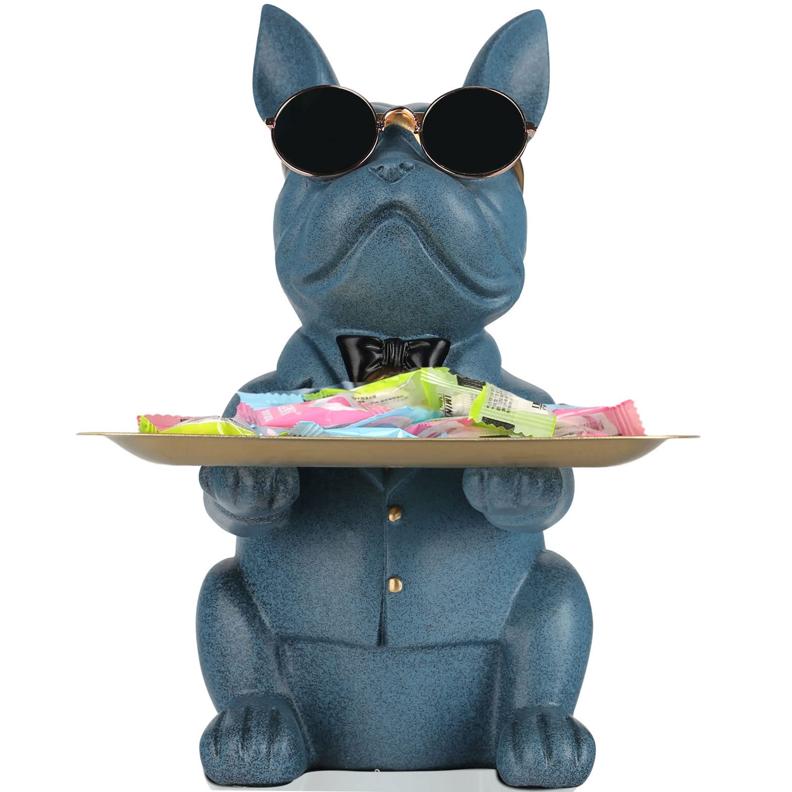 French Bulldog Gifts Statue Tray Organizer for Keys, Candy, Jewelry, Earrings, Entrance Piggy Bank - Modern Decor Resin French Bulldog Decor Entryway Table, Coffee Table, Office Desk, Home Decor