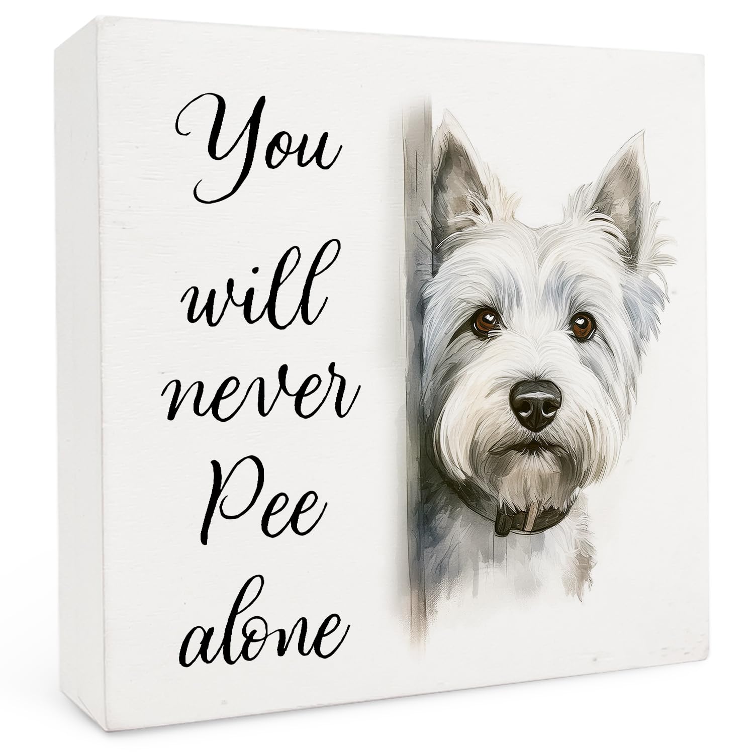 Funny French Bulldog Bathroom Wood Box Sign 5x5 Inch, Frenchie Dog Bathroom Decor, Gifts for French Bulldog Lovers Wood Box Signs for Bath Room Washroom Toilet Restroom Shelf Counter Decor