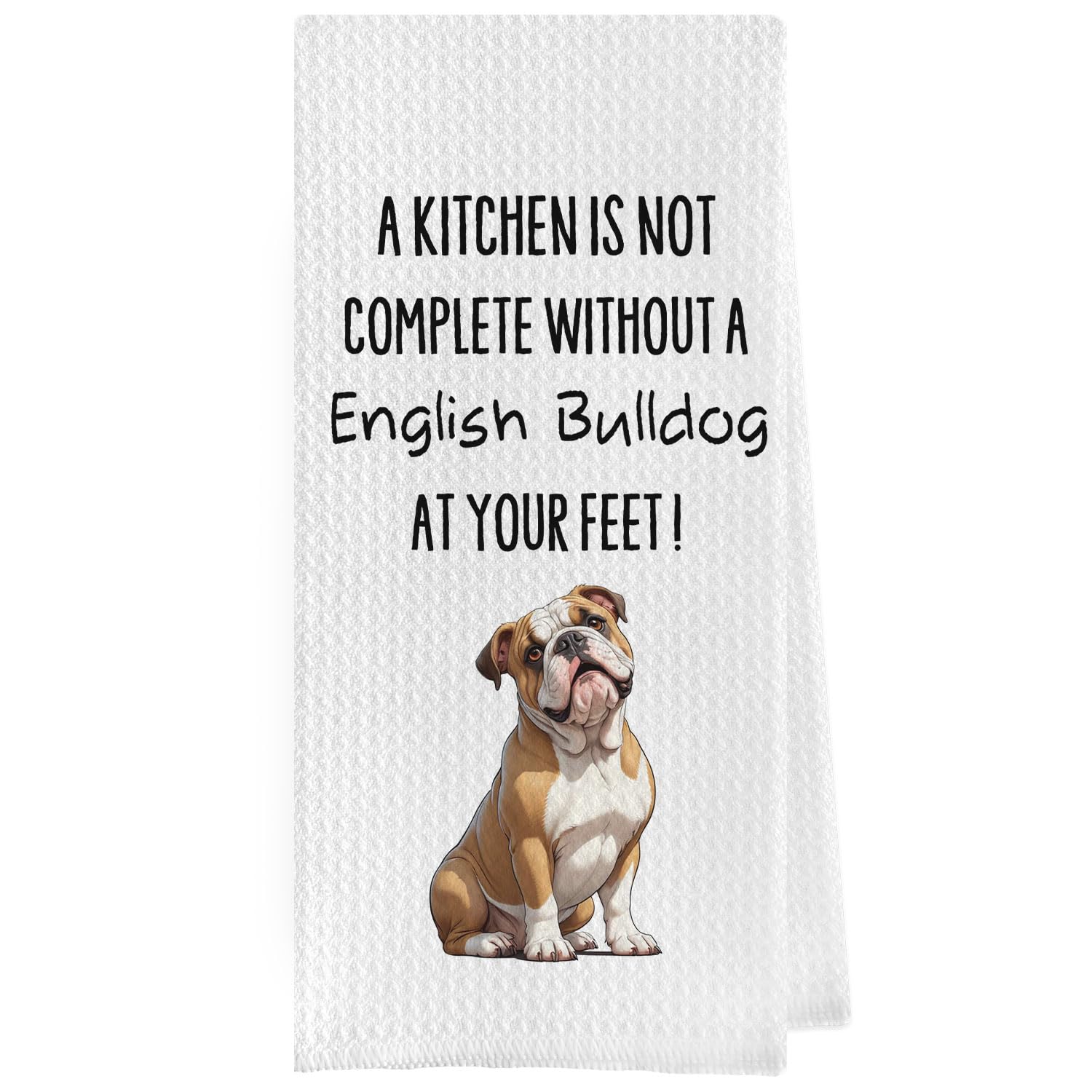 French Bulldog Dish Towels - Funny French Bulldog Decorative Waffle Weave Kitchen Towels, Hand Towel, Tea Towel (16×24 Inches)