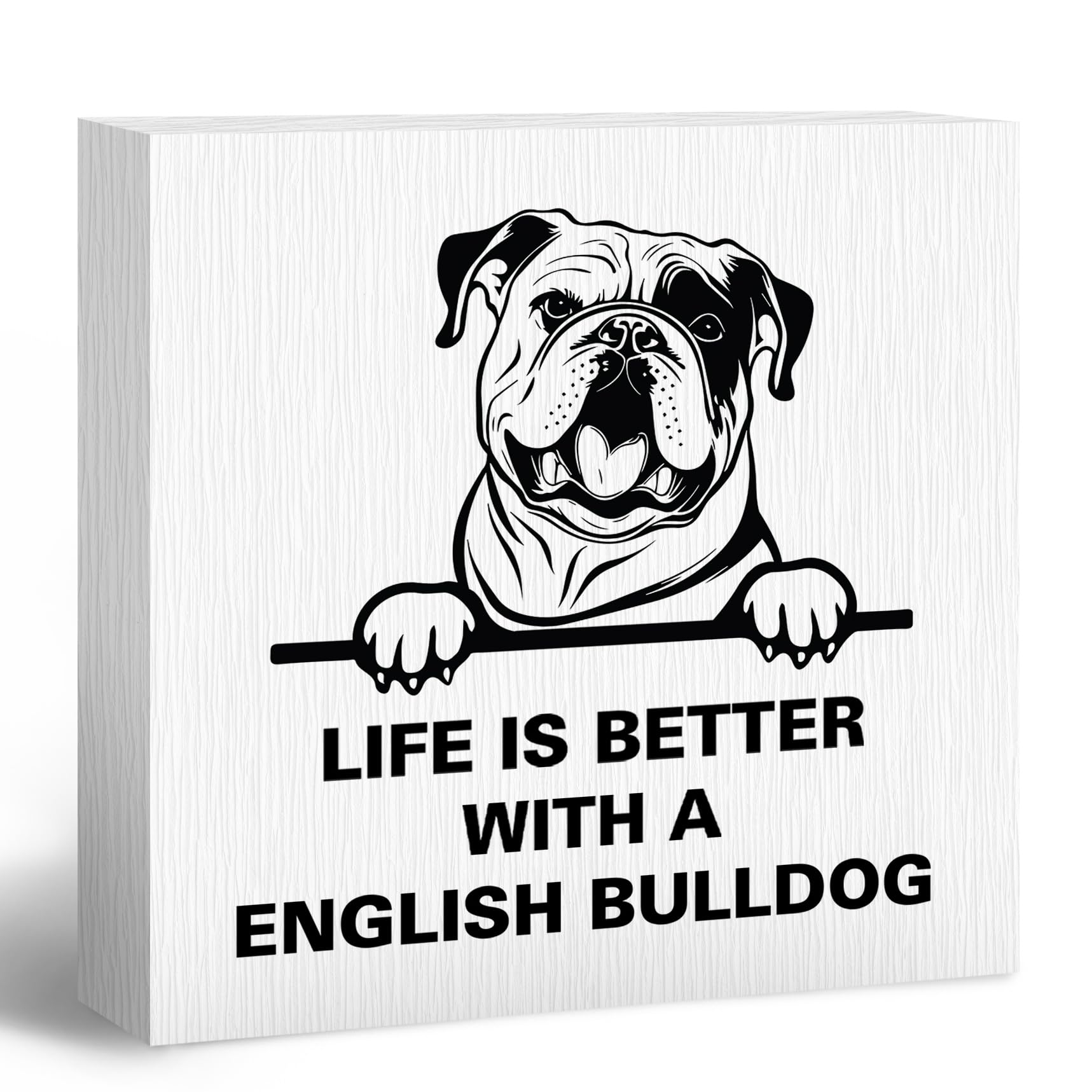 Life Is Better with A French Bulldog Wooden Box Sign, French Bulldog Gifts, French Bulldog Decor, Dog Mom Gifts for Women, Dog Lover Gifts Wood Block Box Sign for Home Wall Shelf Decor