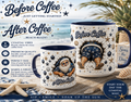 Seas the Holiday Santa Mug | Funny Before & After Coffee Christmas Mug | Coastal Christmas Gift