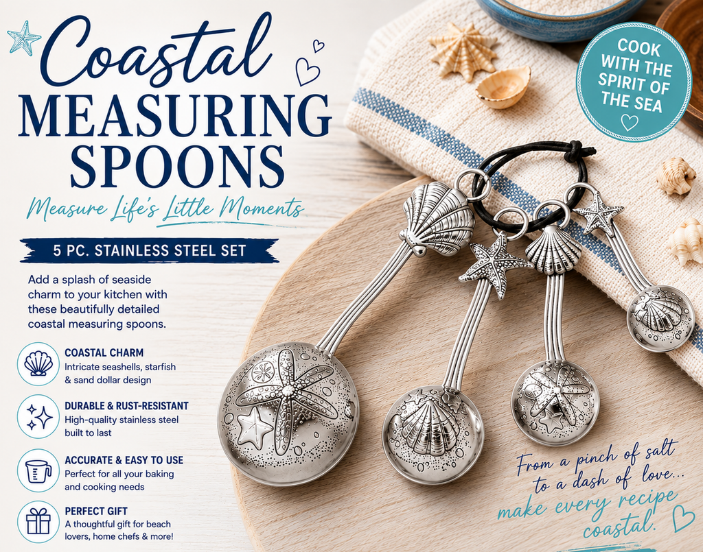 Ganz 4-Piece Measuring Spoons Set, Clam Shell/Starfish