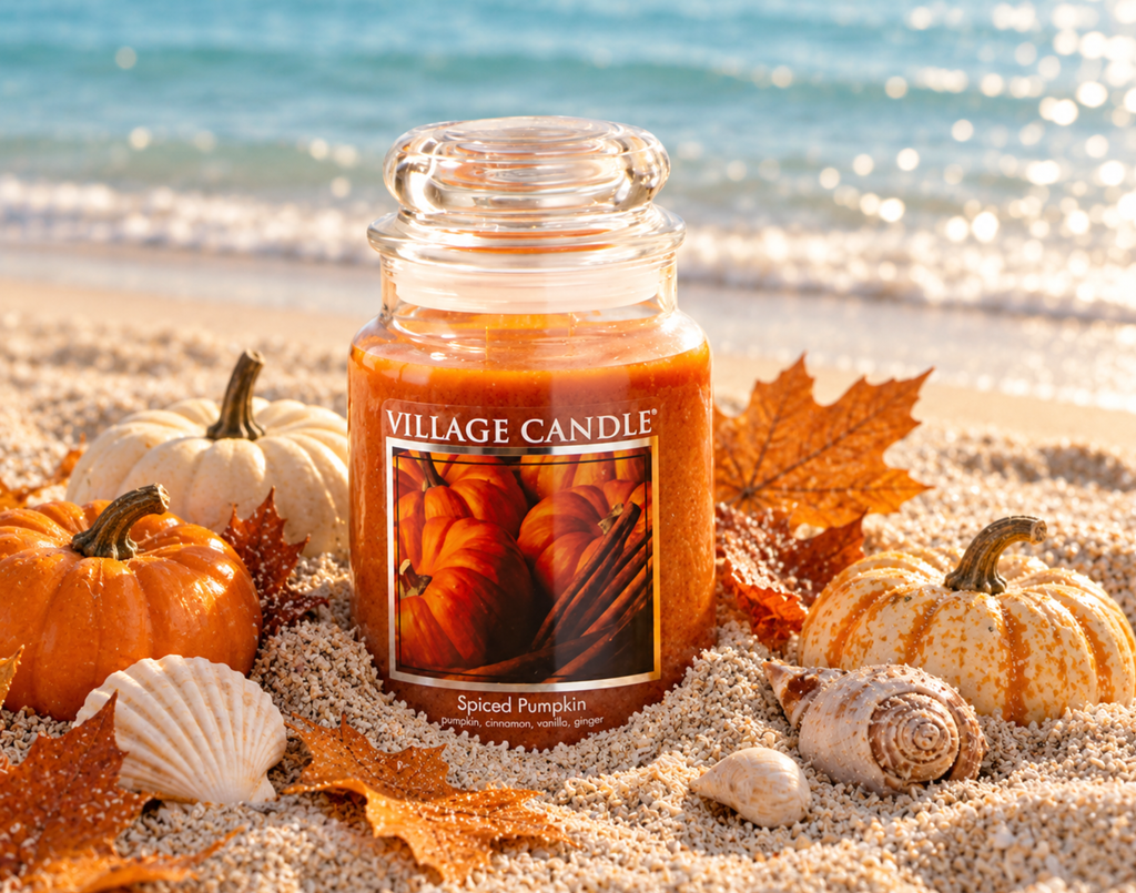 Village Candle Spiced Pumpkin Large Apothecary Jar, Scented Candle, 21.25 oz.