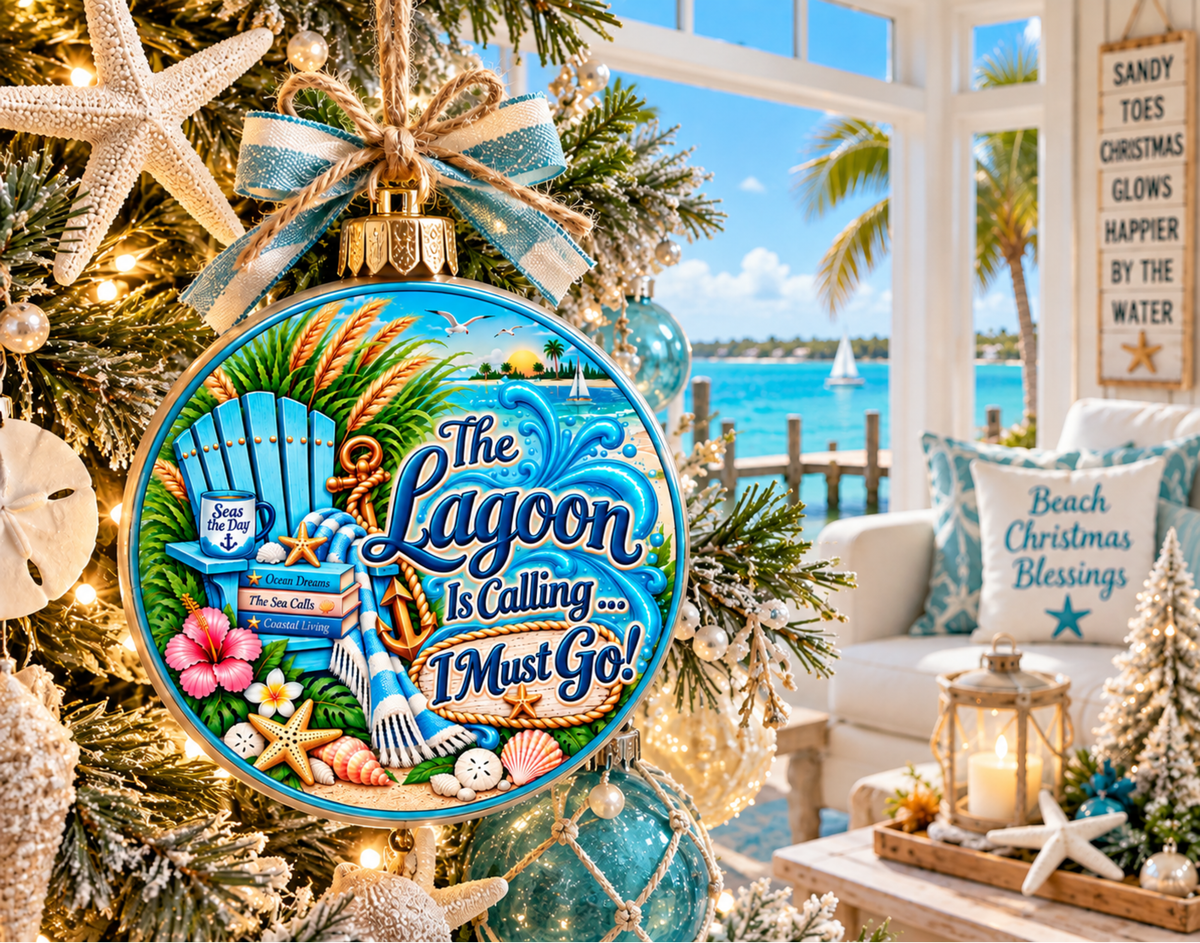 Ceramic Ornament - "The Lagoon Is Calling... I Must Go" Beach Holiday Decoration